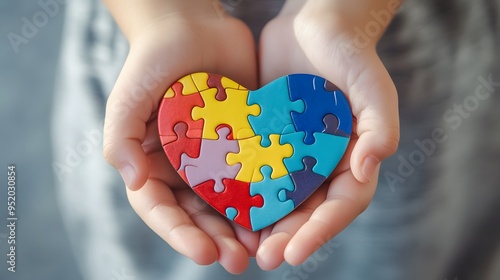 Wallpaper Mural Child s Hands Holding Colorful Heart Shaped Jigsaw Puzzle Torontodigital.ca