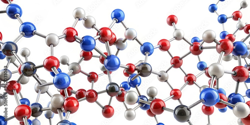A highly detailed and realistic depiction of an amino acid sequence, with precise shading and textures, showcasing the intricate relationships between molecules A highly detailed and realistic depiction of an amino acid sequence, with precise shading and textures, showcasing the intricate relationships between molecules