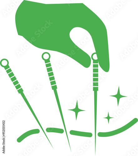 Acupuncture icon. Spa sign. Acupuncture needles symbol. flat style. ear acupuncture. facial slimming wellness knee acupuncture. Fit for wellness sign.