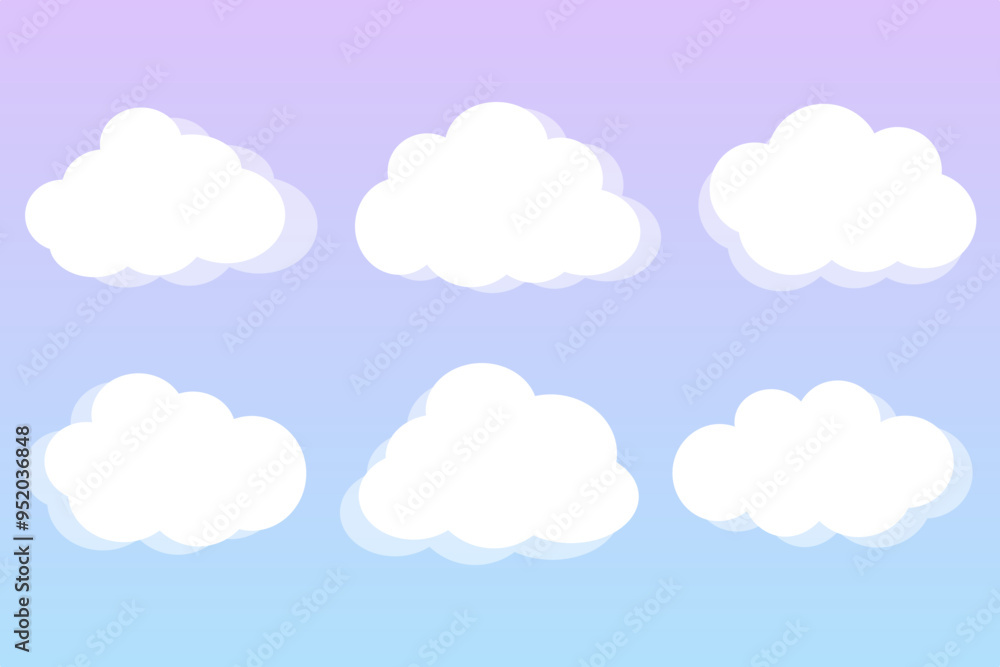 set of vector clouds on gradient background set of vector clouds on gradient background