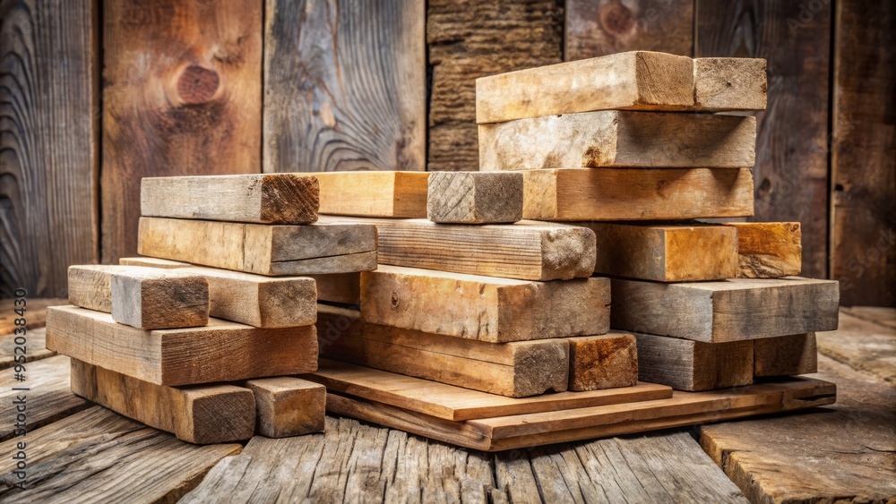 a photo image of a stack of traditional rough-cut foundation blocks with varying levels of wear and weathering on a rustic wooden surface a photo image of a stack of traditional rough-cut foundation blocks with varying levels of wear and weathering on a rustic wooden surface