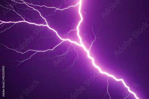 Isolated Purple Lightning Strike Effect on White Background