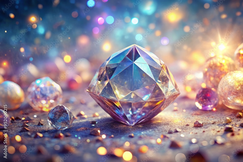 Exquisite, dreamy depiction of a shimmering crystal, with soft, ethereal lighting, and subtle, abstract textures, representing inner clarity and balance. Exquisite, dreamy depiction of a shimmering crystal, with soft, ethereal lighting, and subtle, abstract textures, representing inner clarity and balance.