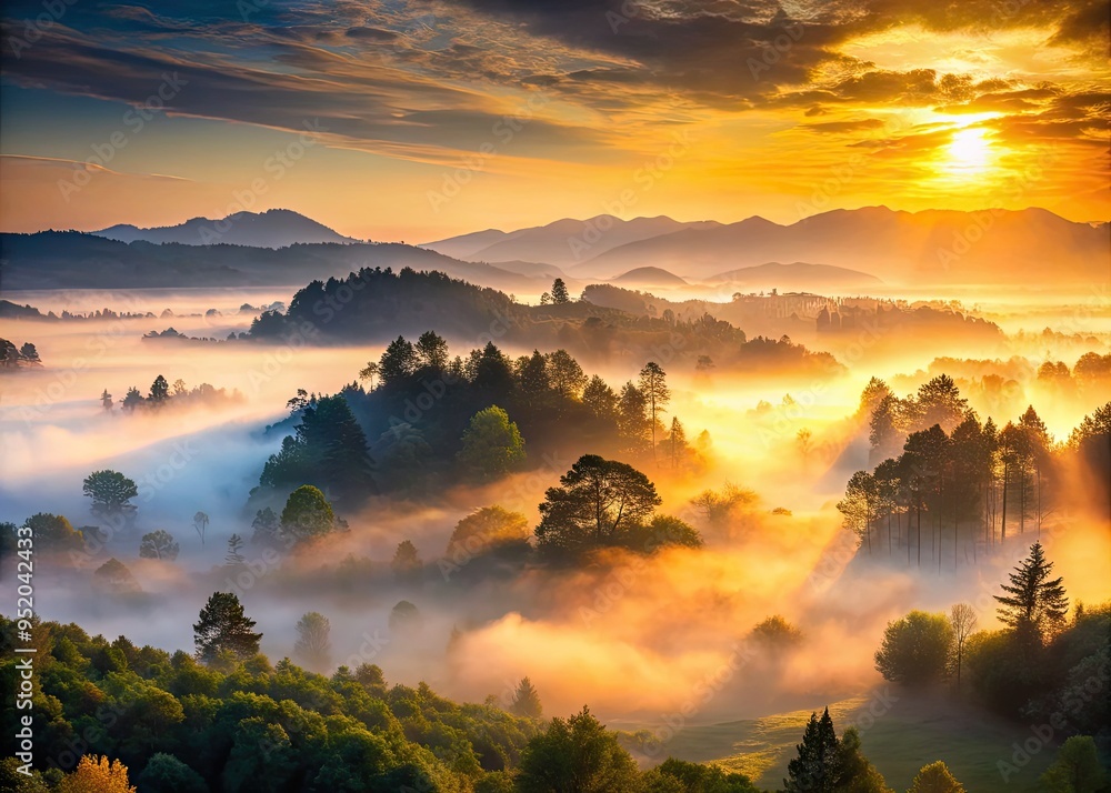 Obraz premium mysticalmistydawnlandscape