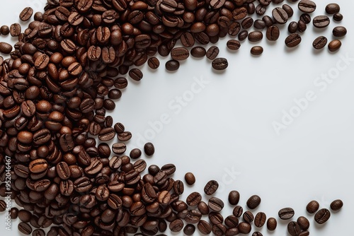 Wallpaper Mural Aerial Perspective of Neatly Arranged Coffee Beans on Smooth White Background Torontodigital.ca