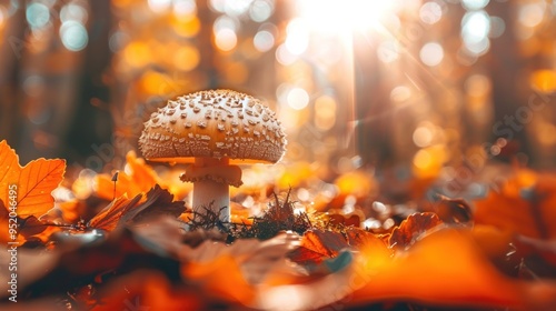 Mushroom in Autumn Forest photo