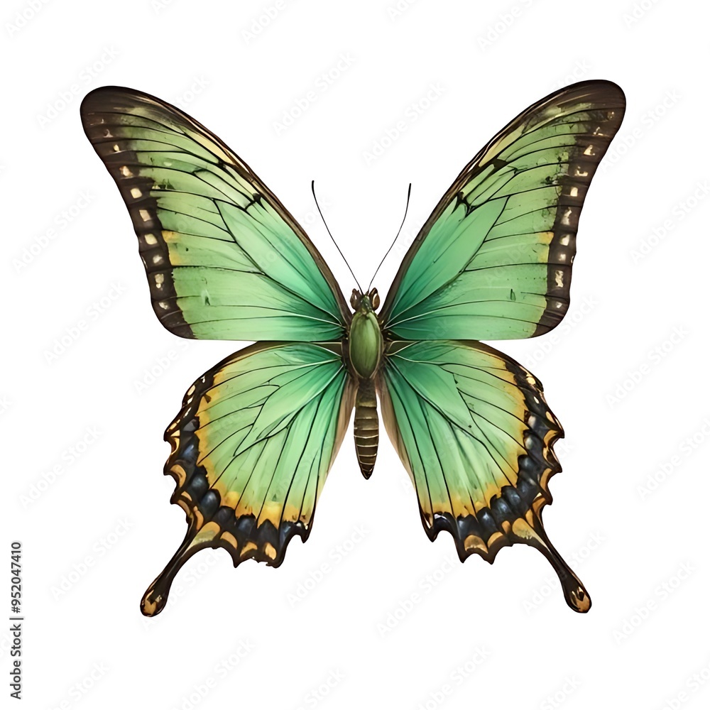 Green butterfly, isolated on white background. Green butterfly, isolated on white background.