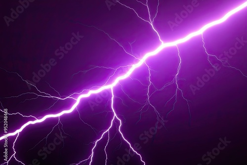 Isolated Purple Lightning Strike Effect on White Background for Visual Use photo