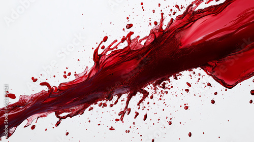 Red wine splash over white background