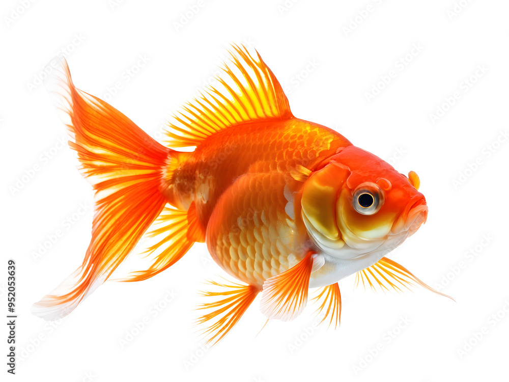 Oranda goldfish isolated on transparent background close up
Oranda goldfish isolated on transparent background close up