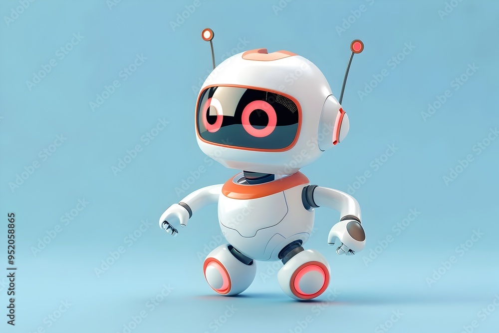 Obraz premium Clean and Cute 3D Professional Robot Logo with Simple Design