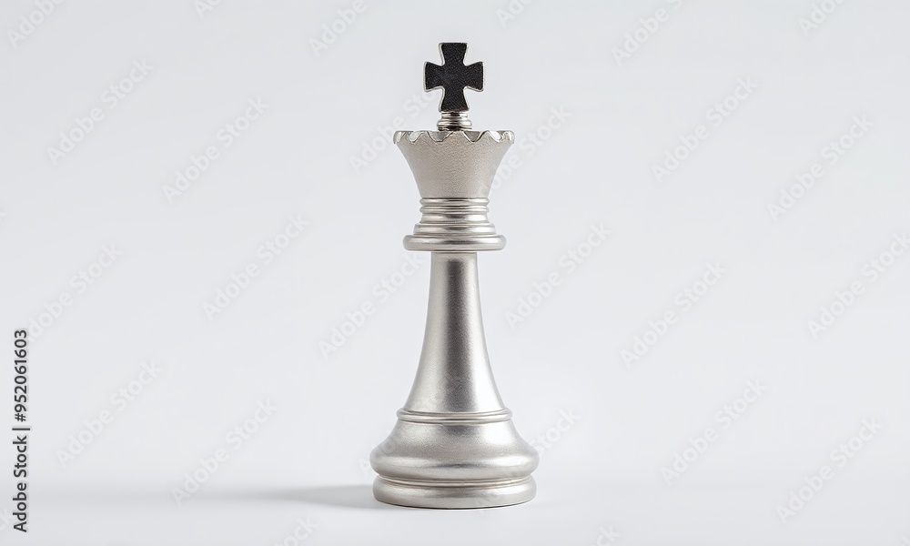 Silver chess king isolated on white background Silver chess king isolated on white background