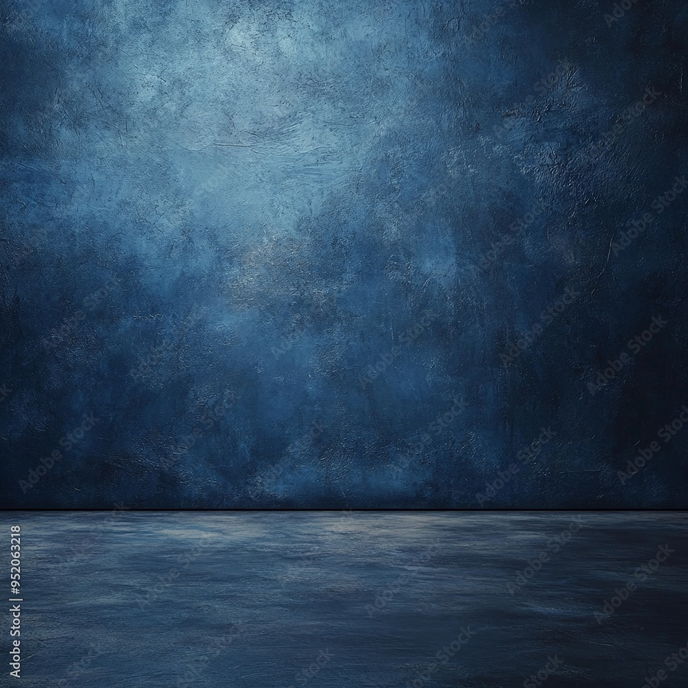 Matte Dark Blue Wall with Soft Spotlight and Subtle Shadow Matte Dark Blue Wall with Soft Spotlight and Subtle Shadow
