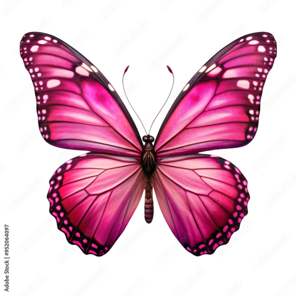 Fototapeta premium Beautiful pink butterfly isolated on transparent background