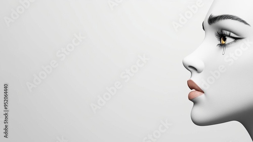 Wallpaper Mural Woman's face, teary eyes filled with hope, 3D illustration Torontodigital.ca