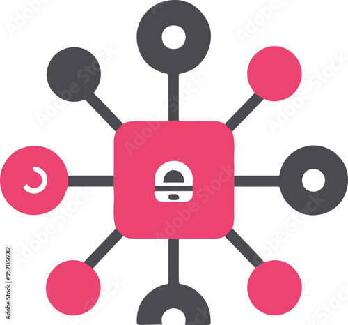 보안 네트워크 아이콘, 디지털 보안 및 연결성 표현