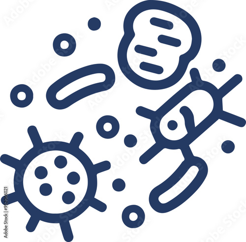 바이러스 및 세균 아이콘, 미생물과 건강 관련 그래픽