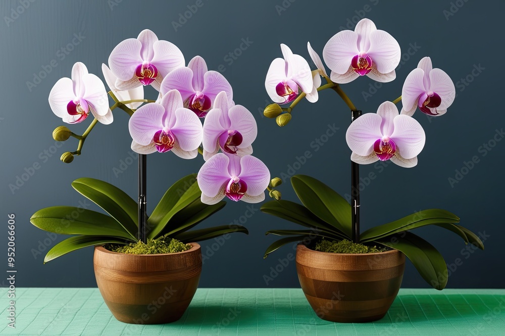 Exotic Orchids in Wooden Planter with Fresh Mint Accent Exotic Orchids in Wooden Planter with Fresh Mint Accent