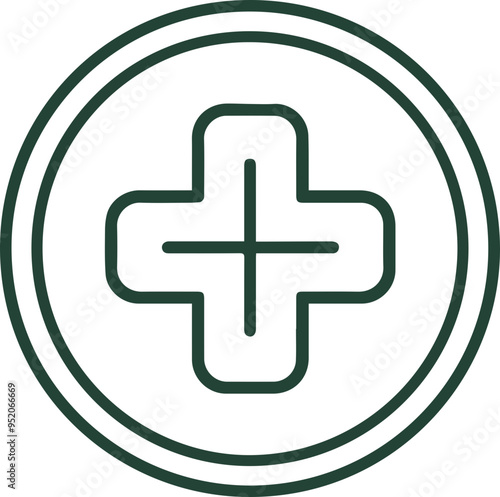 녹색 십자 아이콘, 의료 및 건강의 상징적 디자인