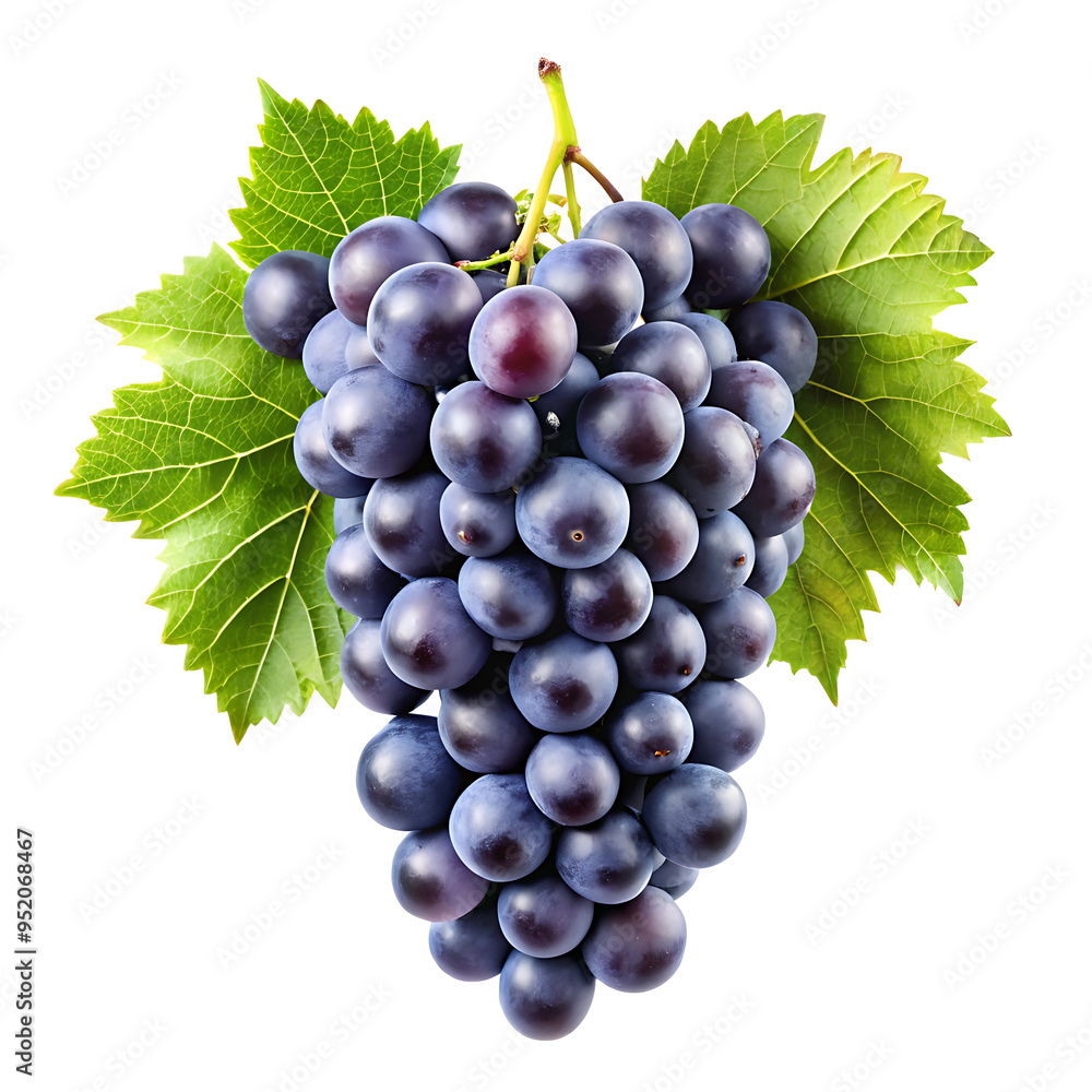 Obraz premium hanging black branch grapes isolated on a white background
