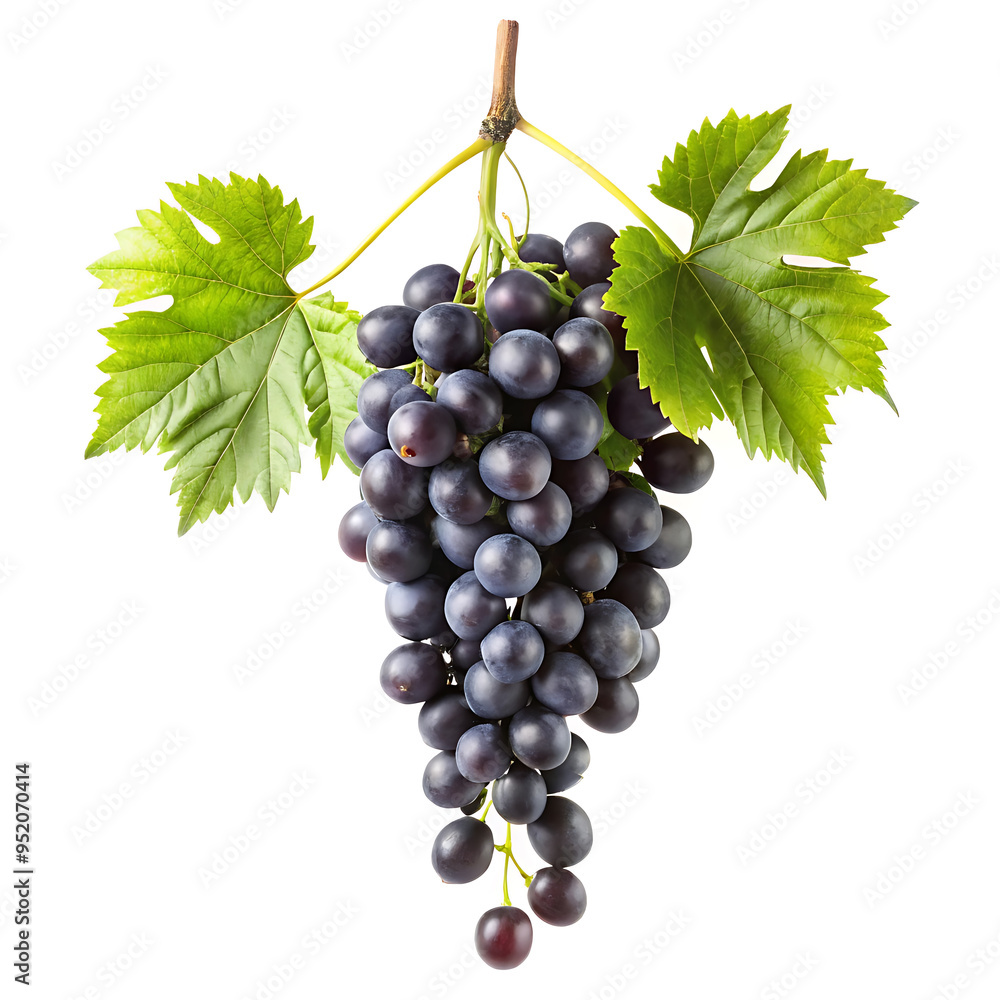 Fototapeta premium hanging black branch grapes isolated on a white background