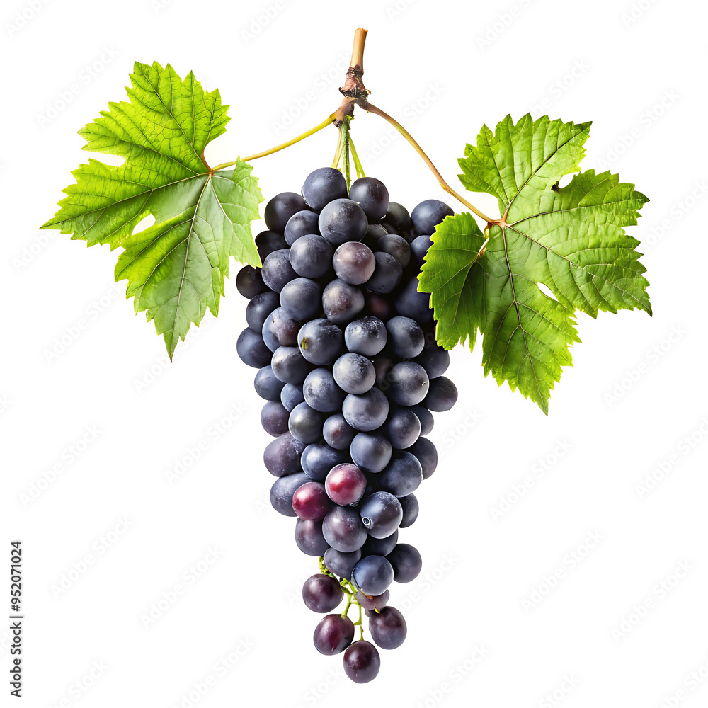 Fototapeta premium hanging black branch grapes isolated on a white background
