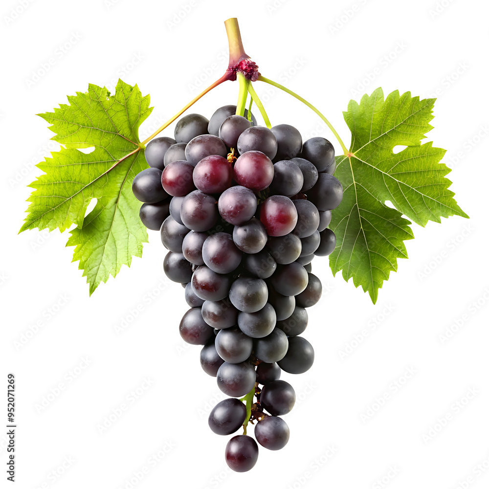 Fototapeta premium hanging black branch grapes isolated on a white background