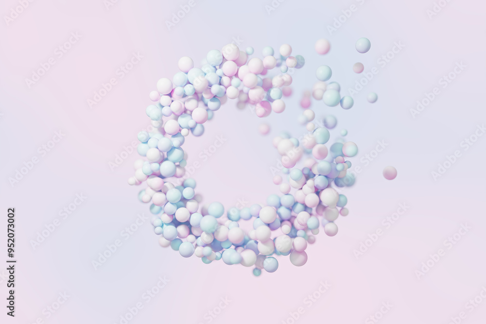 Abstract soft pastel bubble circle. 3D illustration
