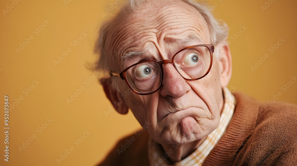 123. An elderly person demonstrating confusion with a puzzled look and furrowed brow 123. An elderly person demonstrating confusion with a puzzled look and furrowed brow