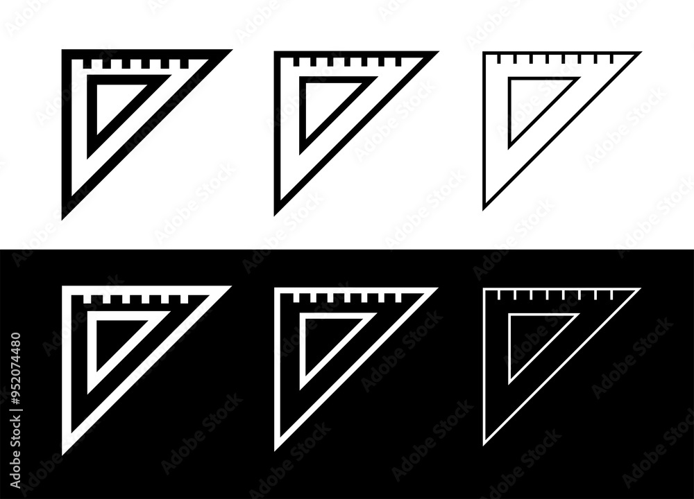 Set square icon. Triangular ruler, measurement or drawing attribute. Symbol of mathematics or geometry. Set square icon. Triangular ruler, measurement or drawing attribute. Symbol of mathematics or geometry.