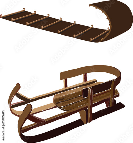 toboggan illustration or clipart isolated on a transparent background.