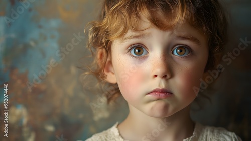 10. A child showing embarrassment with a blush and downcast eyes photo