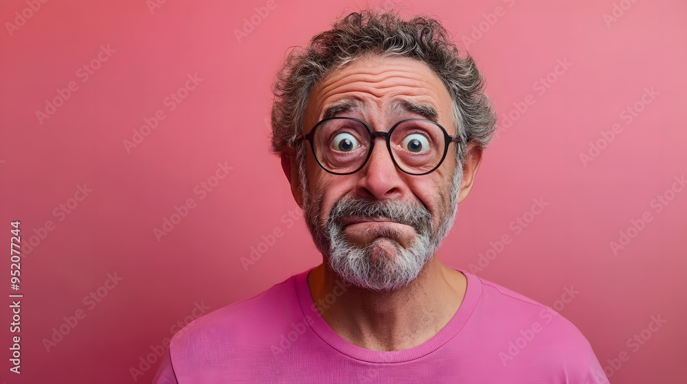 109. A middle-aged person conveying embarrassment with a blushing face ...