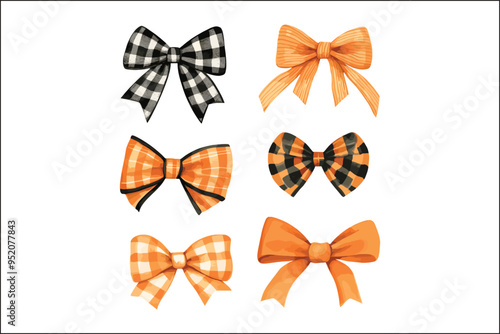 Perfect Orange Bows for Halloween Gift Wrap photo