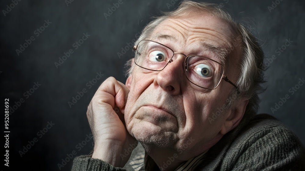 Obraz premium 8. An elderly person showing confusion with a puzzled expression and tilted head