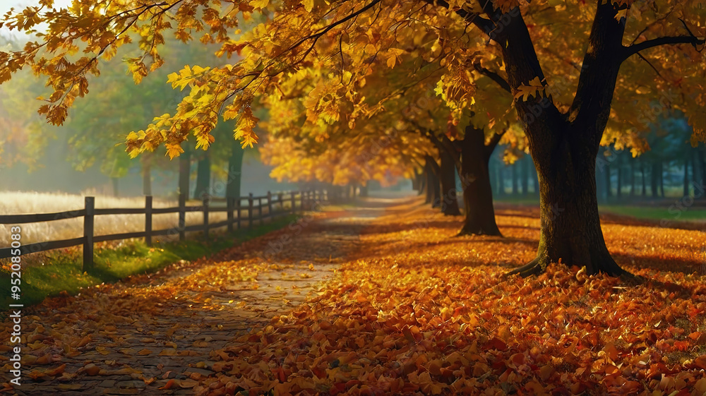 Naklejka premium Autumn in the forest Background