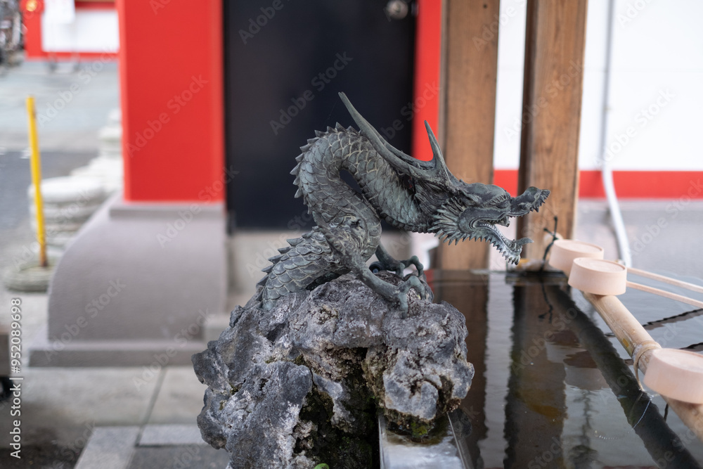Dragon Sculpture in Shinto Shrine, Japan