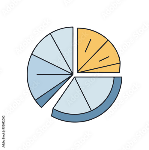 a pie chart with profit margins. The pie chart has six sections, with the largest section representing the majority of the profit.