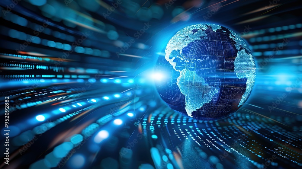 Obraz premium Stunning Internet Concept Picture of Global Business: A Dynamic Vision of Worldwide Connectivity. Showcasing the Power and Reach of Digital Commerce.