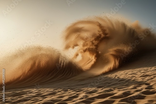 Swirling Dust Event Emitting Light Particles Isolated on White Background photo