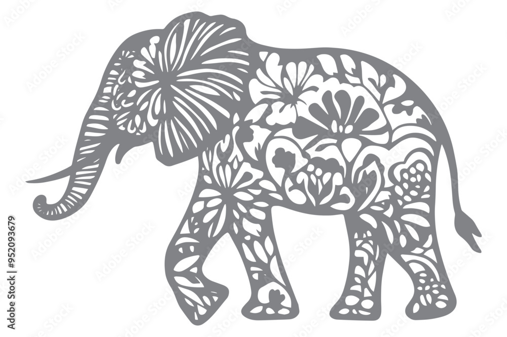 Fototapeta premium Decorative Elephant vector cut file