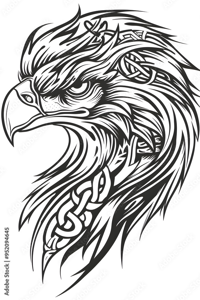 Obraz premium Eagle Bird head very simple traditional tattoo flash styles illustration