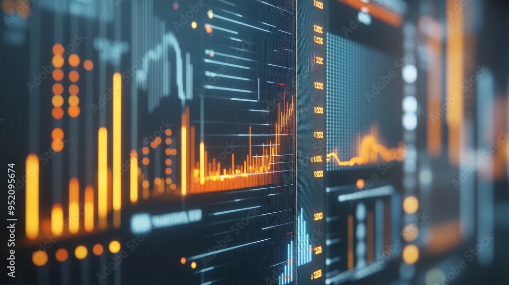 A close-up of a digital interface showing predictive analytics being used in business decision-making. The interface is sleek and modern, with real-time data and forecasts displayed in charts and A close-up of a digital interface showing predictive analytics being used in business decision-making. The interface is sleek and modern, with real-time data and forecasts displayed in charts and