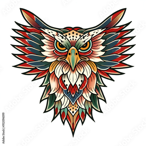 Eagle head very simple traditional tattoo flash styles illustration