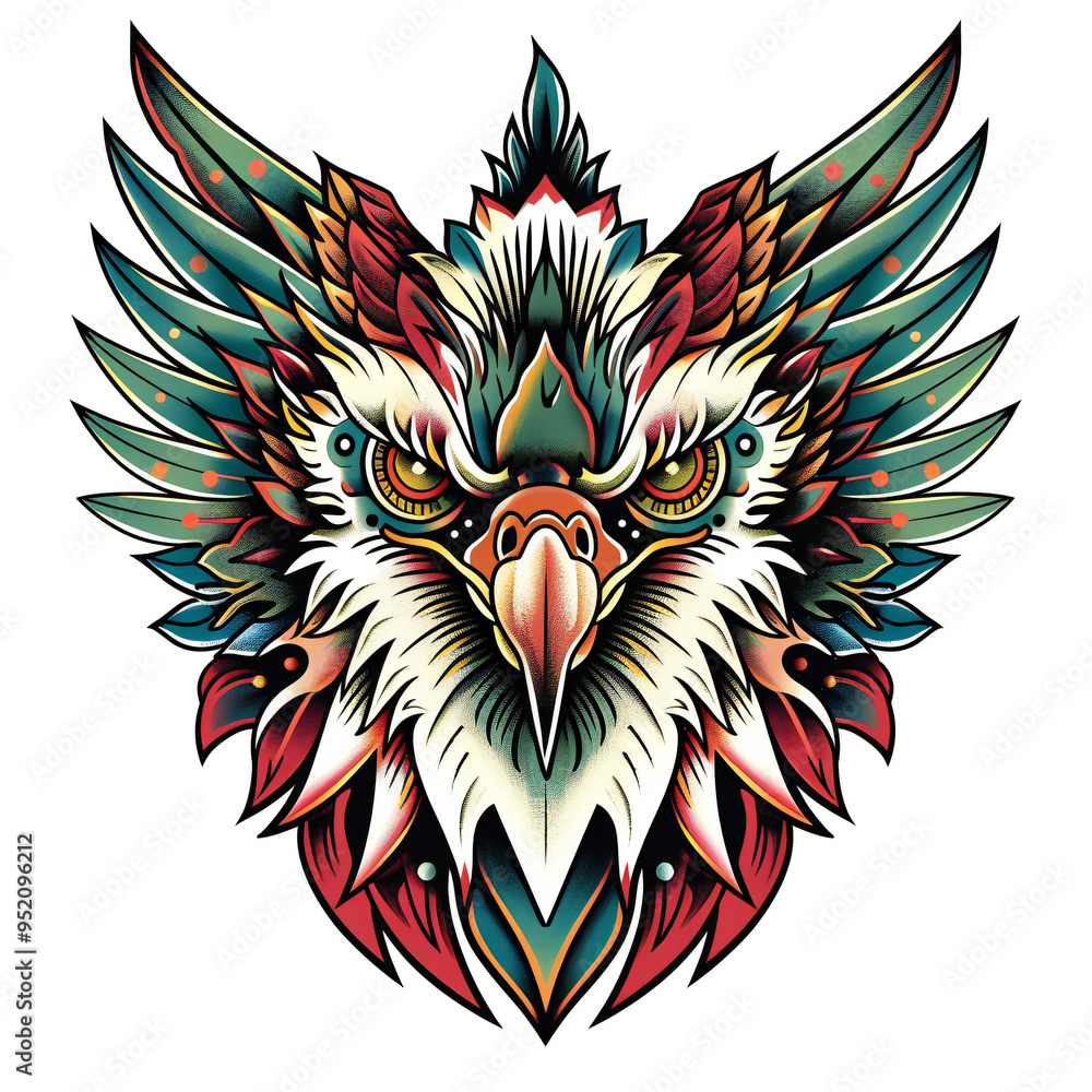 Fototapeta premium Eagle head very simple traditional tattoo flash styles illustration