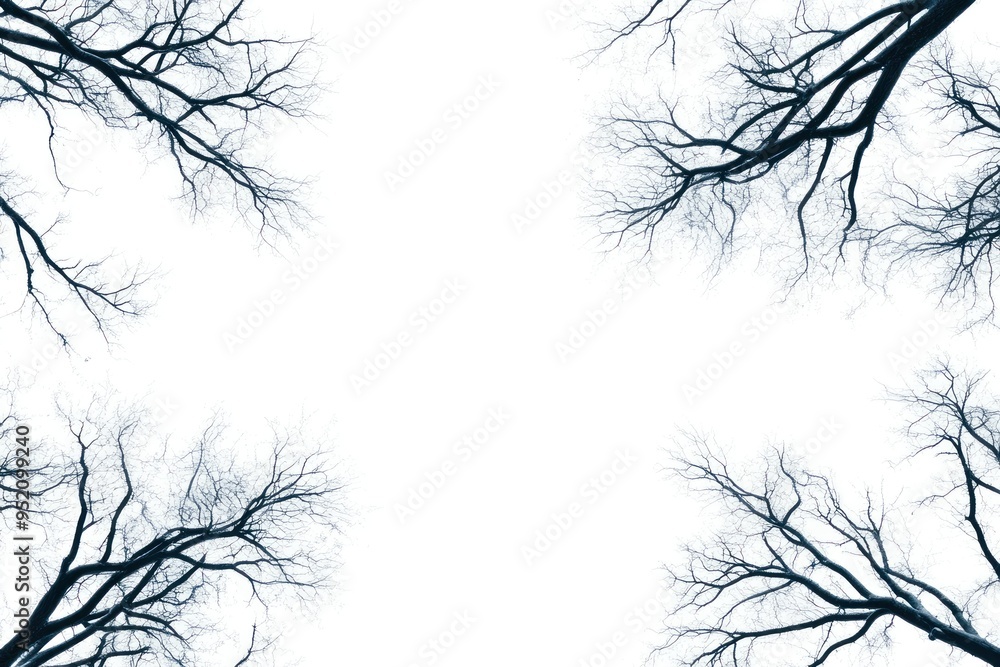 Bare Tree Branches Framing a White Background Bare Tree Branches Framing a White Background