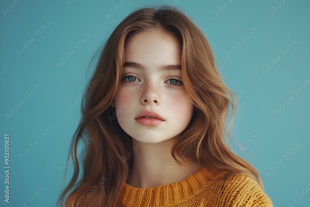 Captivating Redhead Woman with Freckles in Warm Sweater Expressing Thoughtful Emotions Captivating Redhead Woman with Freckles in Warm Sweater Expressing Thoughtful Emotions