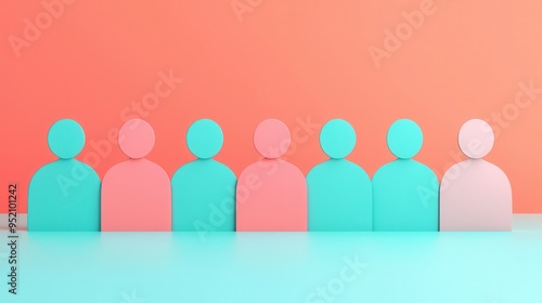 Abstract Colorful People Icons on a Pastel Background.