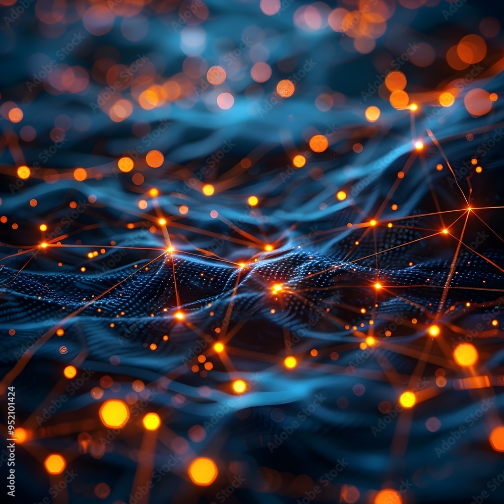 Obraz premium Glowing Digital Network Representing the Spread of Ideas in a Virtual Space