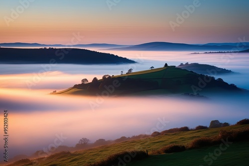 Serene Misty Hills at Dawn for Peaceful Nature Photography